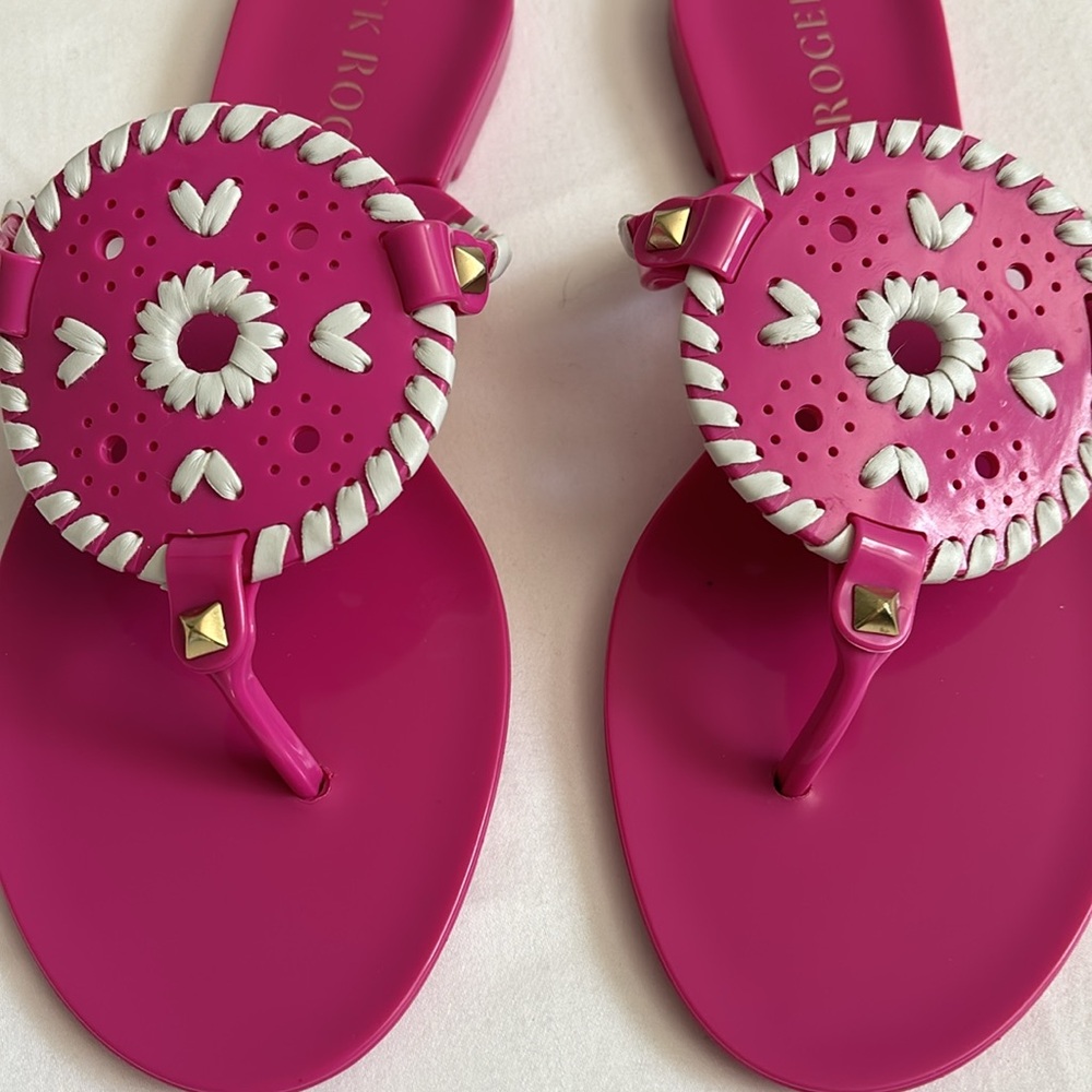 Jack Rogers pink and white rubber thong sandals - Picture 3 of 6